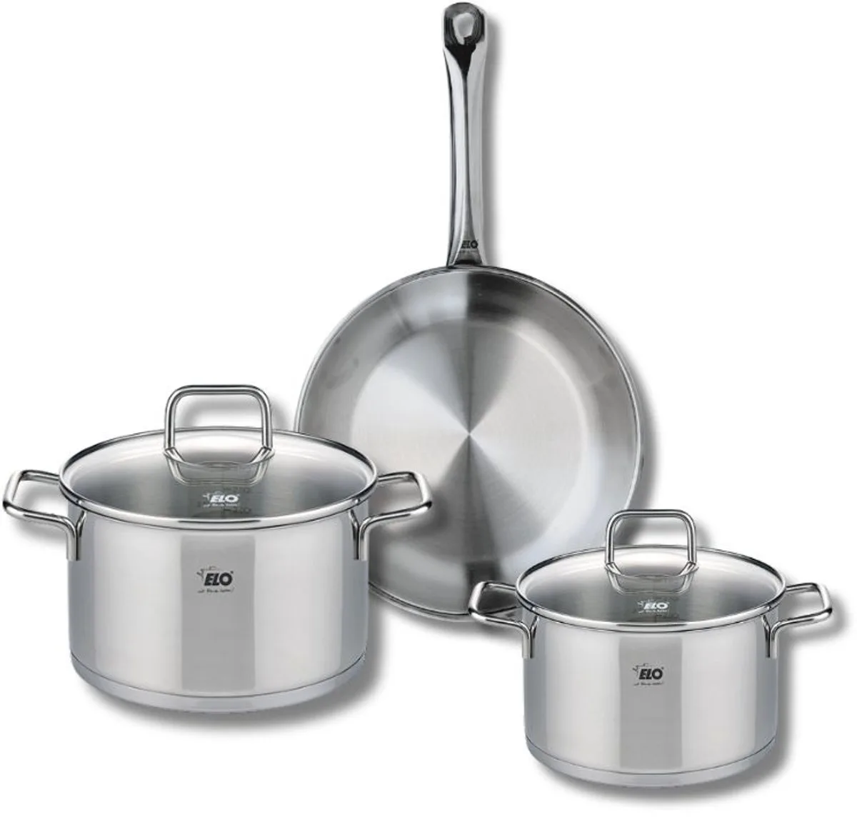 Set van 1 Koekenpan 24 cm en 2 kookpotten 16 en 20 cm Elo Profi Citrin från Fackelmann i Grå – produktbild