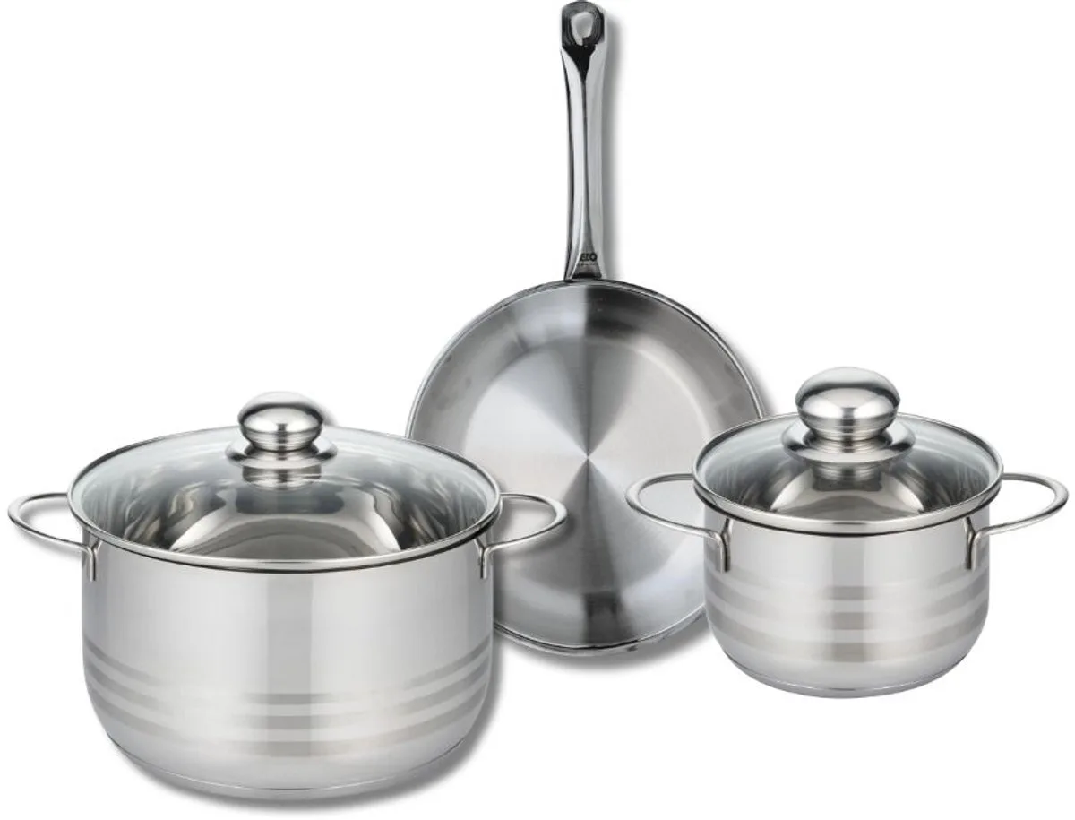 Set van 1 Koekenpan 24 cm en 2 kookpotten 16 en 24 cm Elo Profi Brillant van Fackelmann in Grijs – productfoto