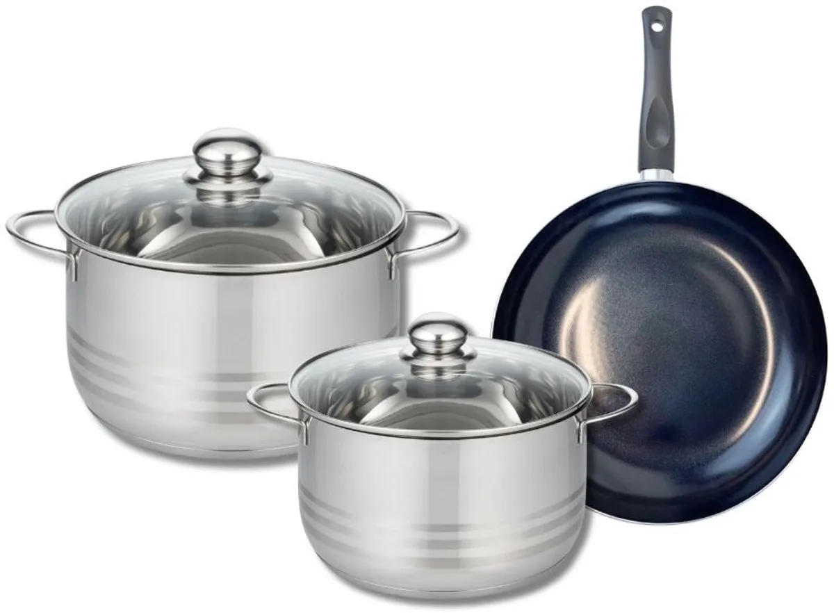 Set van 1 Koekenpan 24 cm en 2 kookpotten 20 en 24 cm Elo Prima Brillant fra Fackelmann i Sort – produktbillede
