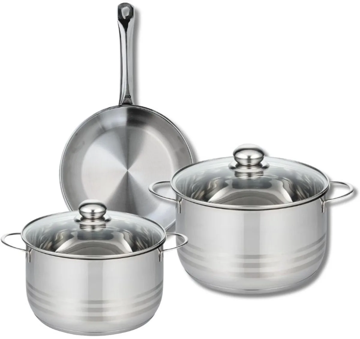 Set van 1 Koekenpan 24 cm en 2 kookpotten 20 en 24 cm Elo Profi Brillant de Fackelmann en Gris – photo produit
