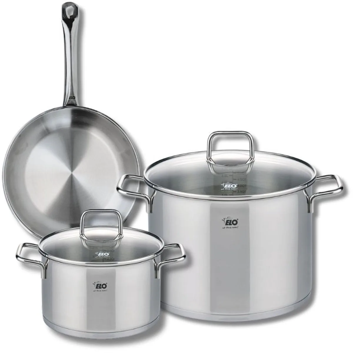 Set van 1 Koekenpan 24 cm en 2 kookpotten 20 en 26 cm Elo Profi Citrin de Fackelmann en Gris – photo produit
