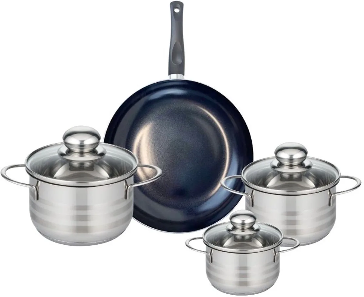 Set van 1 Koekenpan 24 cm en 3 kookpotten 12, 14 en 16 cm Elo Prima Brillant fra Fackelmann i Sort – produktbillede