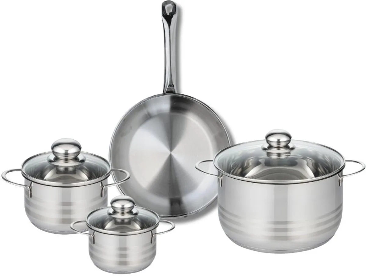 Set van 1 Koekenpan 24 cm en 3 kookpotten 12, 14 en 20 cm Elo Profi Brillant de Fackelmann en Gris – photo produit
