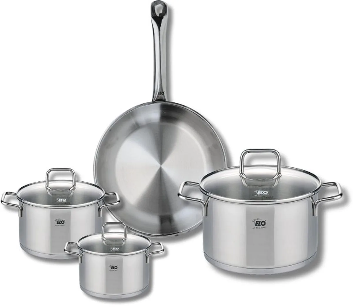 Set van 1 Koekenpan 24 cm en 3 kookpotten 12, 14 en 20 cm Elo Profi Citrin de Fackelmann en Gris – photo produit