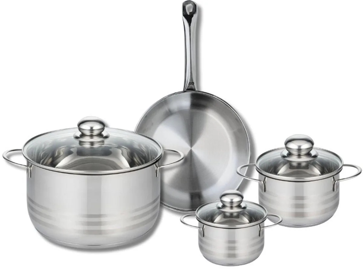 Set van 1 Koekenpan 24 cm en 3 kookpotten 12, 14 en 24 cm Elo Profi Brillant de Fackelmann en Gris – photo produit