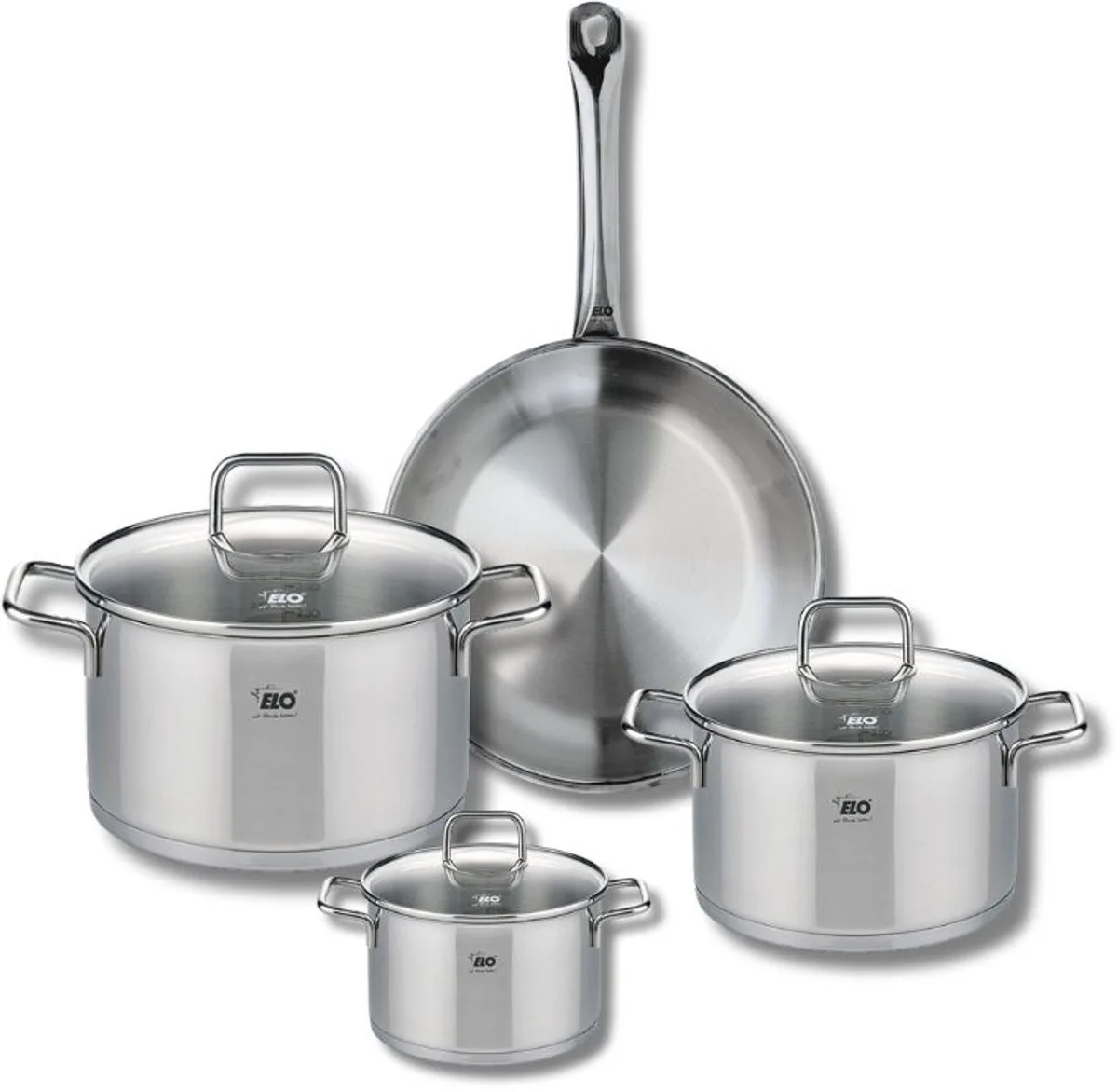 Set van 1 Koekenpan 24 cm en 3 kookpotten 12, 16 en 20 cm Elo Profi Citrin de Fackelmann en Gris – photo produit