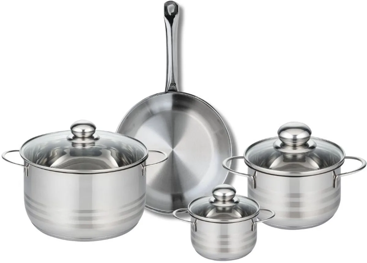 Set van 1 Koekenpan 24 cm en 3 kookpotten 12, 16 en 20 cm Elo Profi Brillant de Fackelmann en Gris – photo produit