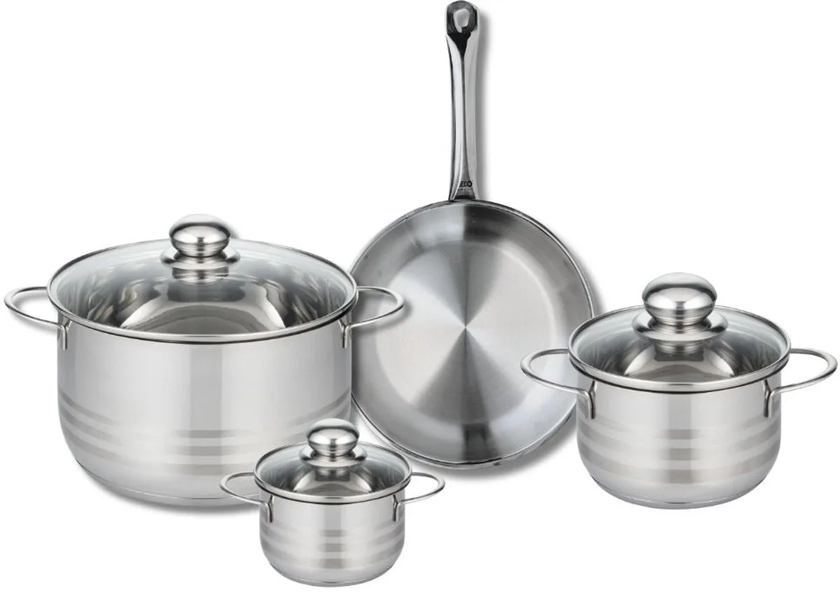 Set van 1 Koekenpan 24 cm en 3 kookpotten 12, 16 en 24 cm Elo Profi Brillant från Fackelmann i Grå – produktbild
