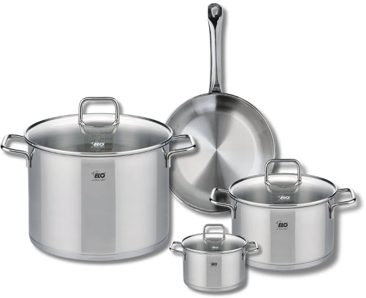 Set van 1 Koekenpan 24 cm en 3 kookpotten 12, 20 en 26 cm Elo Profi Citrin från Fackelmann i Grå – produktbild