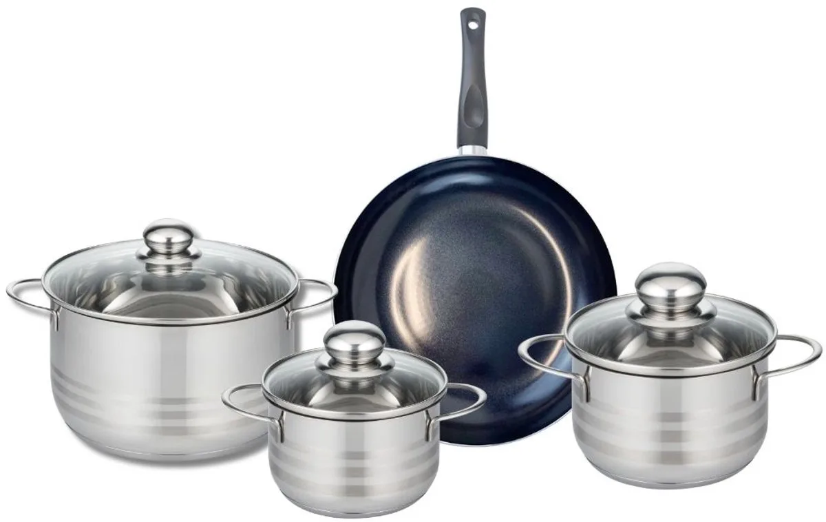 Set van 1 Koekenpan 24 cm en 3 kookpotten 14, 16 en 20 cm Elo Prima Glanzend by Fackelmann in Black – product photo