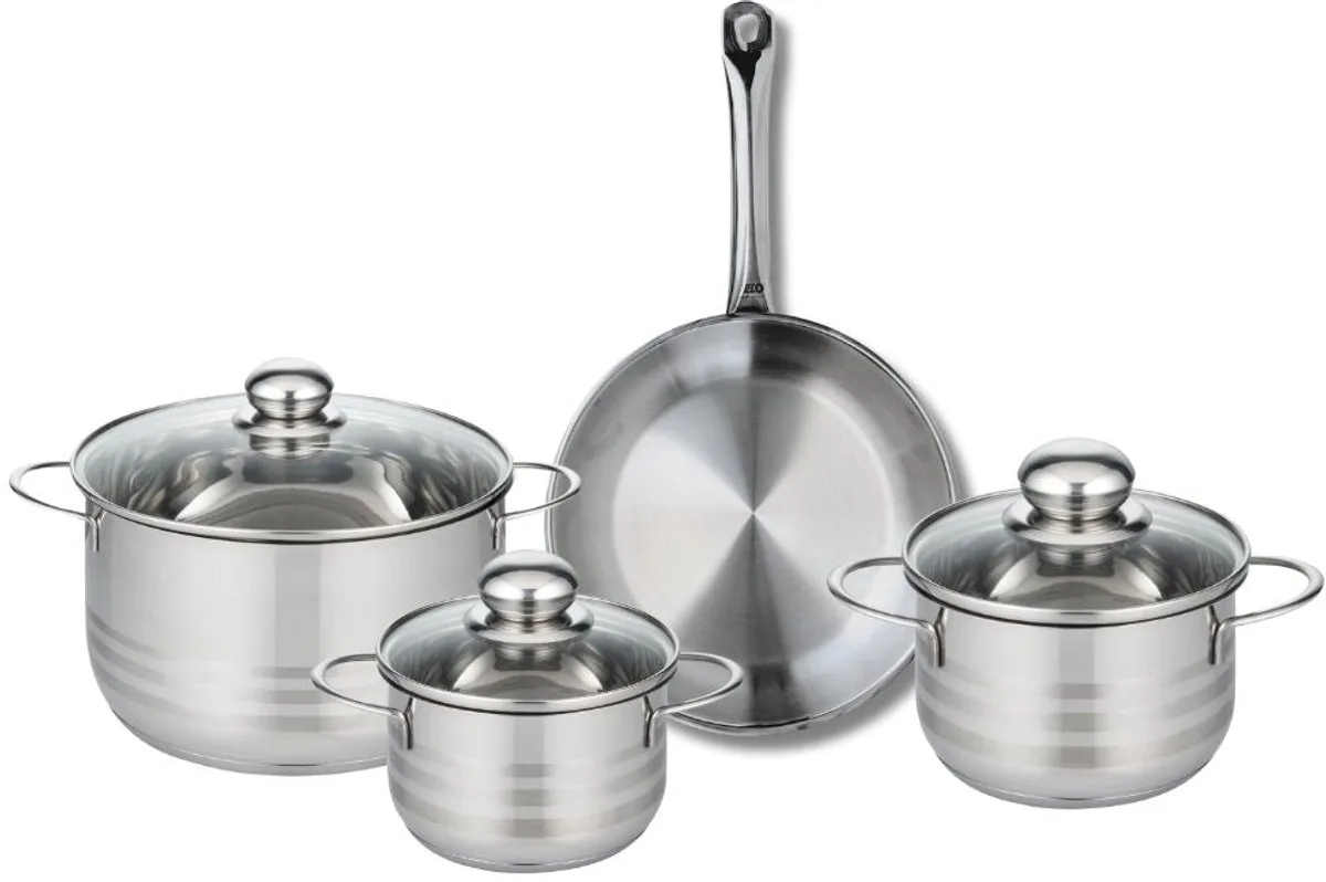 Set van 1 Koekenpan 24 cm en 3 kookpotten 14, 16 en 20 cm Elo Profi Brillant van Fackelmann in Grijs – productfoto