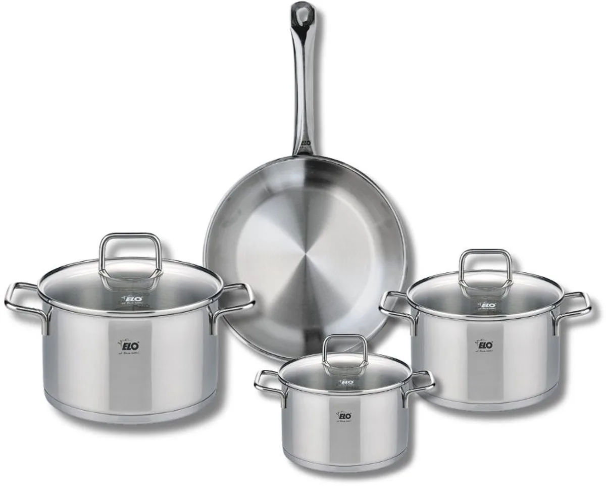 Set van 1 Koekenpan 24 cm en 3 kookpotten 14, 16 en 20 cm Elo Profi Citrin de Fackelmann en Gris – photo produit