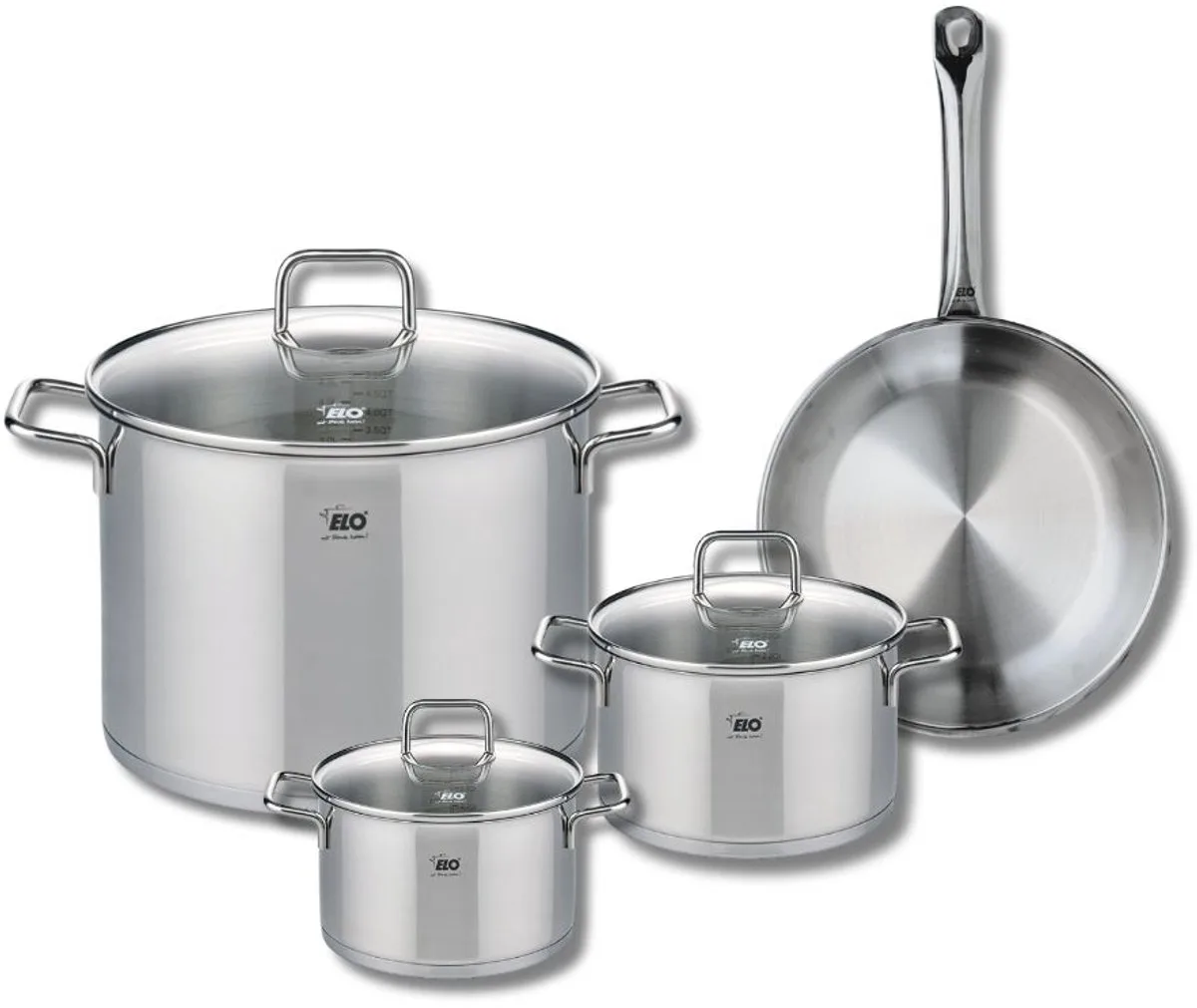 Set van 1 Koekenpan 24 cm en 3 kookpotten 14, 16 en 26 cm Elo Profi Citrin by Fackelmann in Grey – product photo