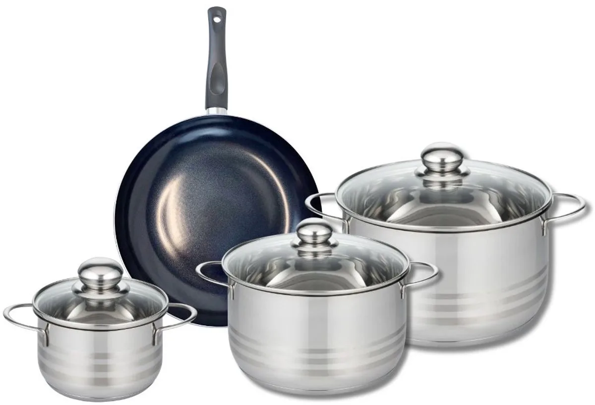 Set van 1 Koekenpan 24 cm en 3 kookpotten 14, 20 en 24 cm Elo Prima Glanzend by Fackelmann in Black – product photo