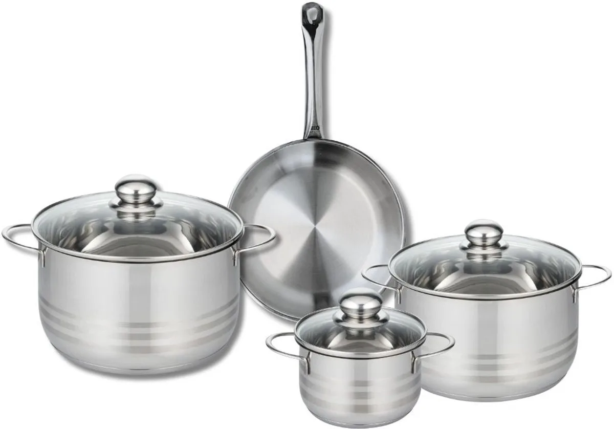 Set van 1 Koekenpan 24 cm en 3 kookpotten 14, 20 en 24 cm Elo Profi Brillant van Fackelmann in Grijs – productfoto