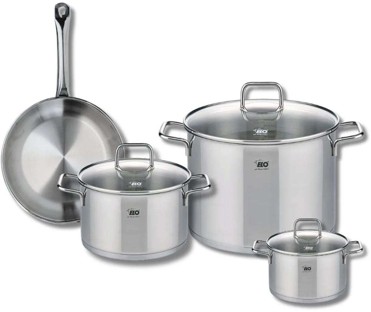 Set van 1 Koekenpan 24 cm en 3 kookpotten 14, 20 en 26 cm Elo Profi Citrin de Fackelmann en Gris – photo produit