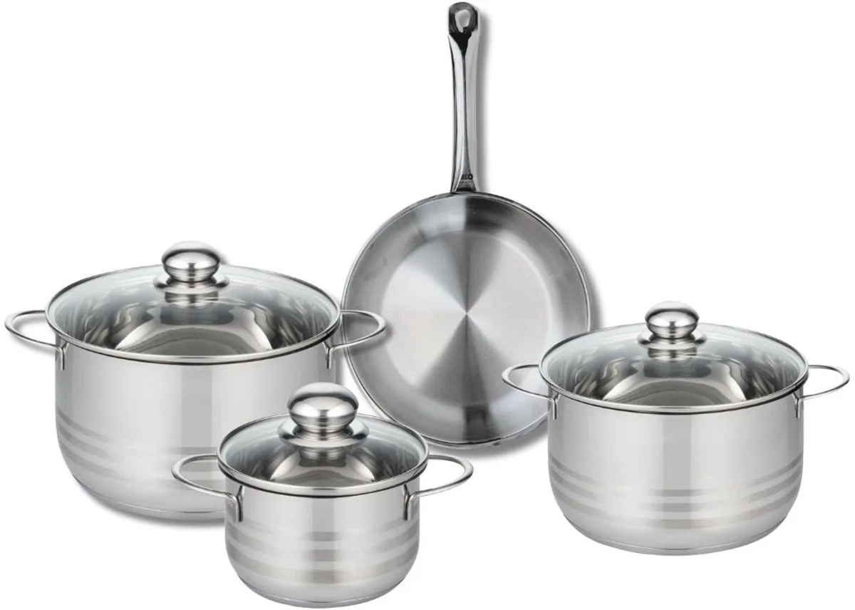 Set van 1 Koekenpan 24 cm en 3 kookpotten 16, 20 en 24 cm Elo Profi Brillant van Fackelmann in Grijs – productfoto
