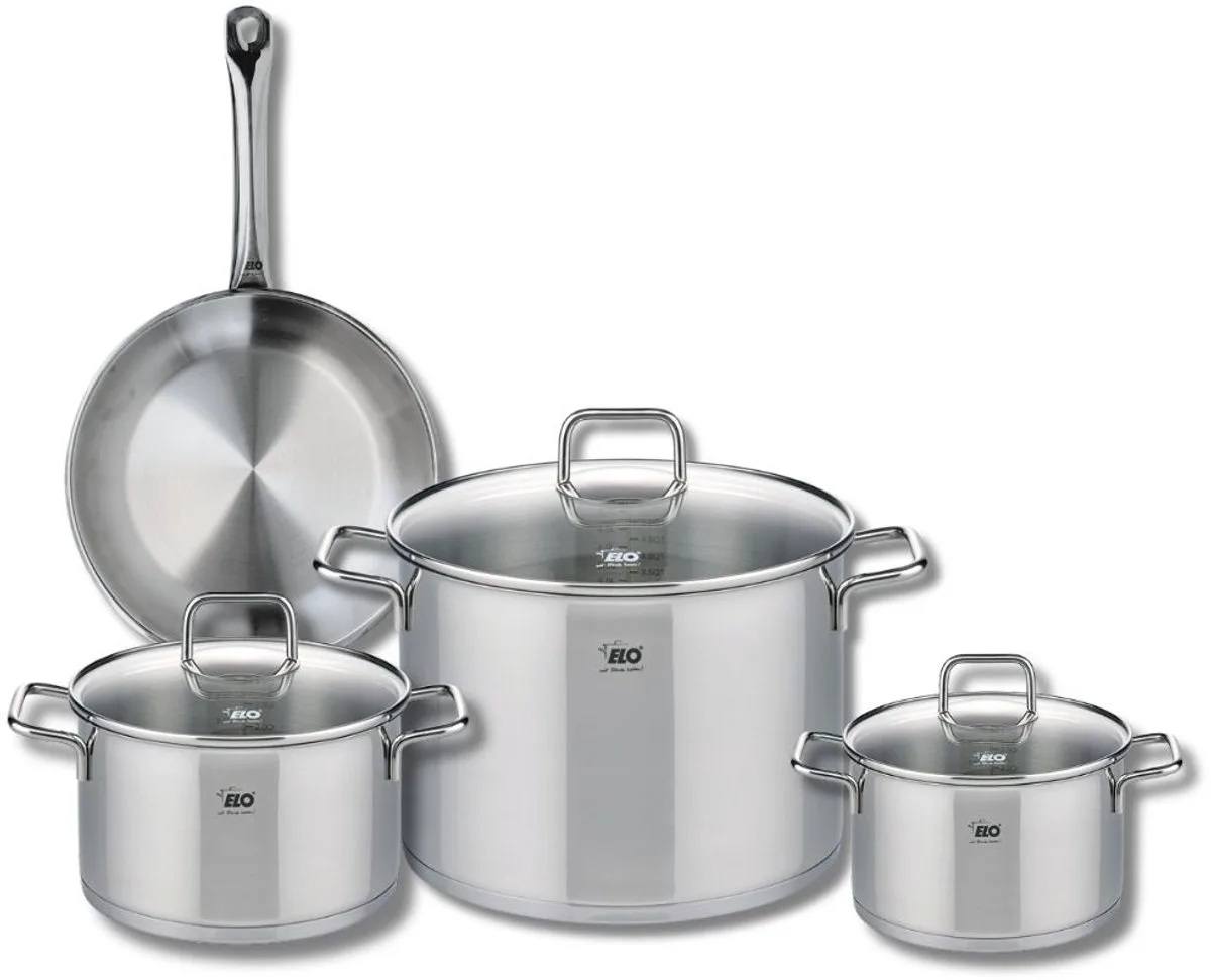 Set van 1 Koekenpan 24 cm en 3 kookpotten 16, 20 en 26 cm Elo Profi Citrin van Fackelmann in Grijs – productfoto