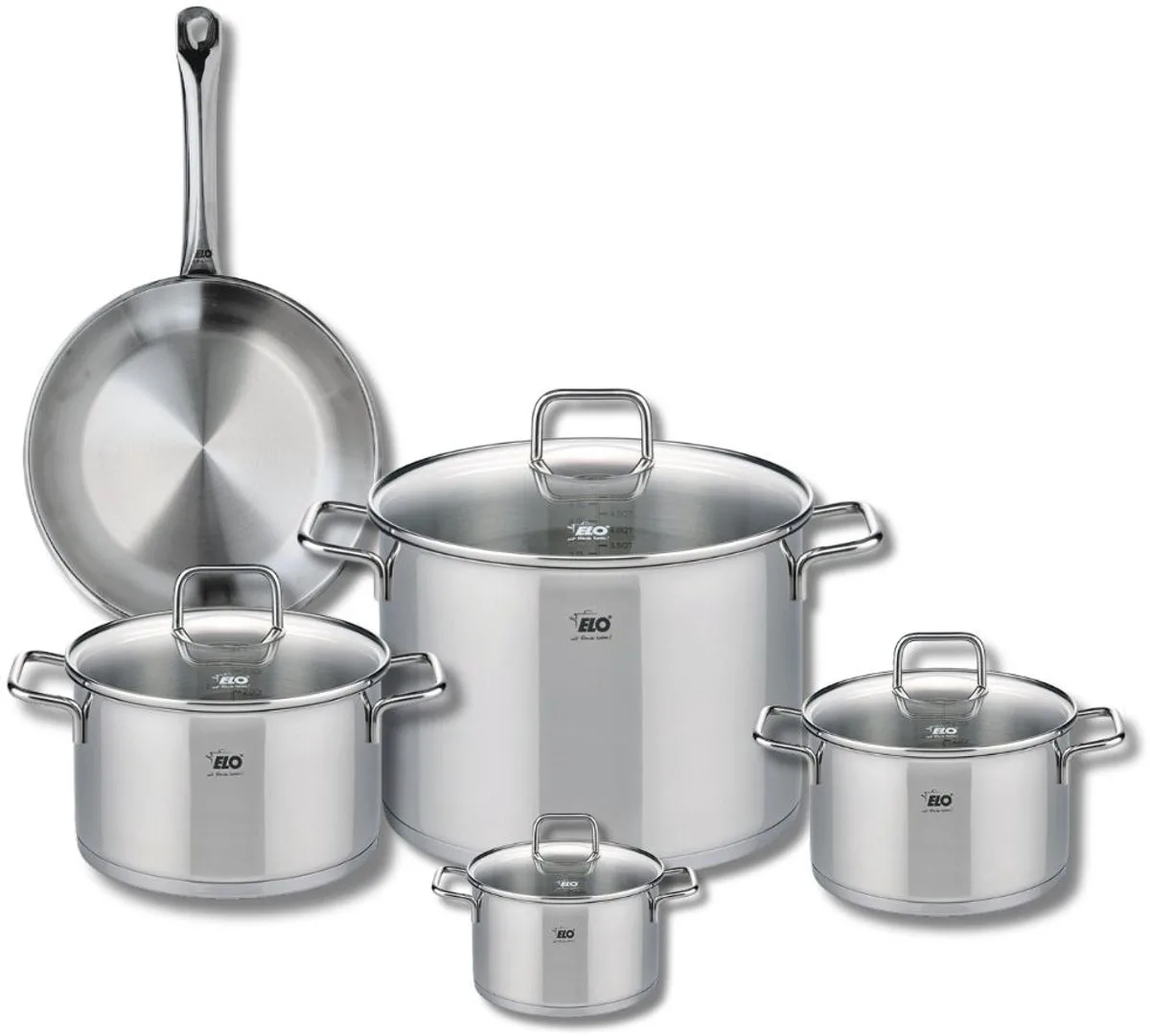 Set van 1 Koekenpan 24 cm en 4 kookpannen 12, 16, 20 en 26 cm Elo Profi Citrin by Fackelmann in Grey – product photo