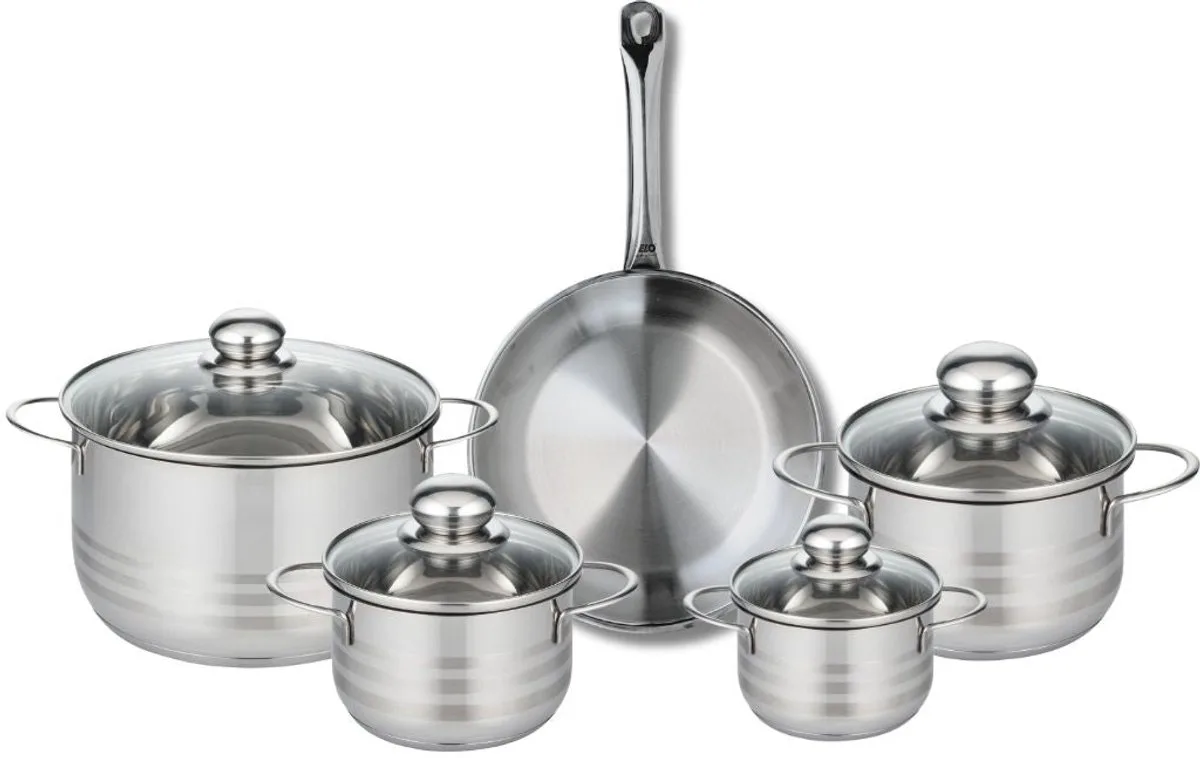 Set van 1 Koekenpan 24 cm en 4 kookpotten 12, 14, 16 en 20 cm Elo Profi Brillant by Fackelmann in Grey – product photo