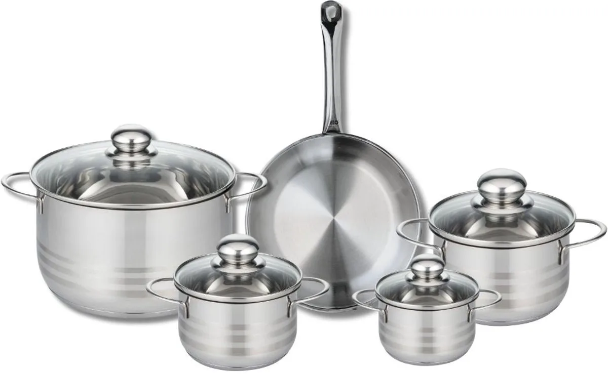 Set van 1 Koekenpan 24 cm en 4 kookpotten 12, 14, 16 en 24 cm Elo Profi Brillant van Fackelmann in Grijs – productfoto