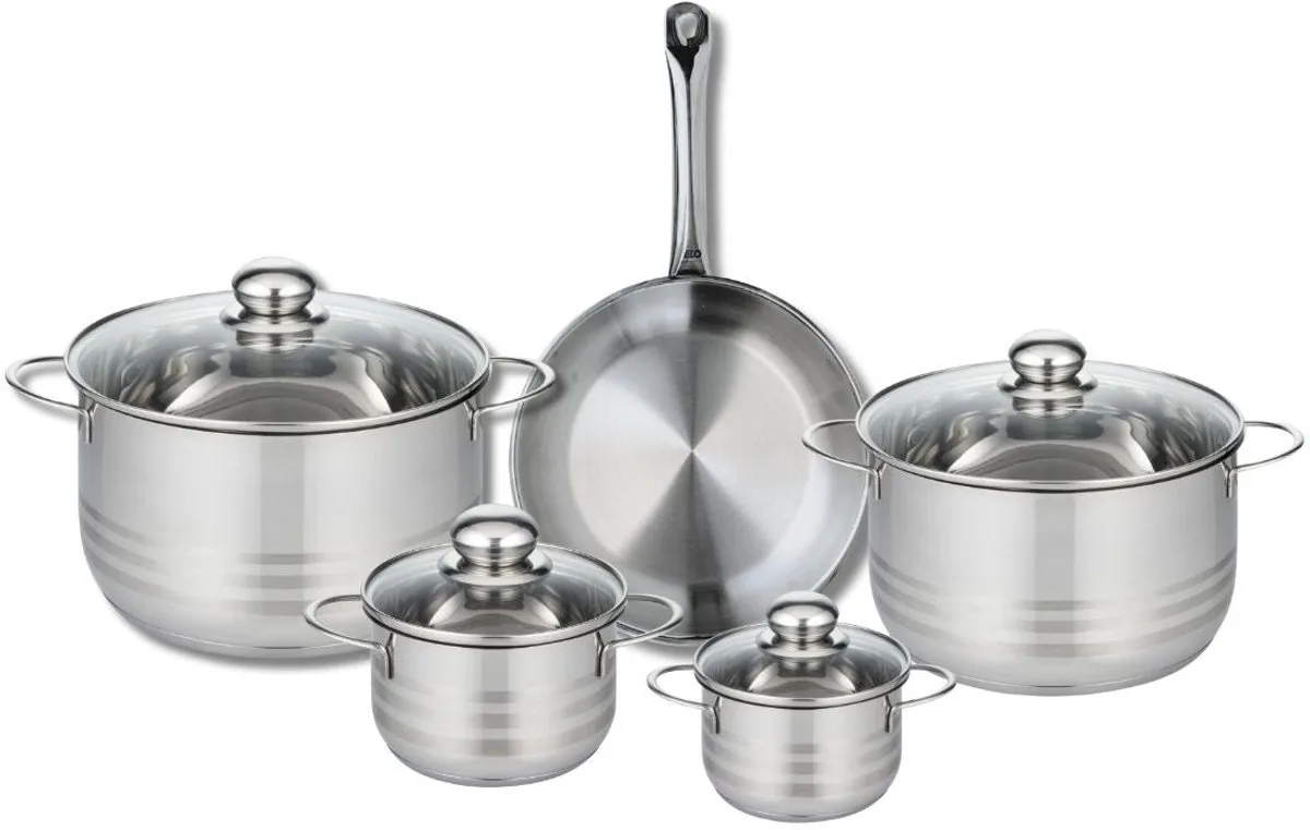 Set van 1 Koekenpan 24 cm en 4 kookpotten 12, 14, 20 en 24 cm Elo Profi Brillant by Fackelmann in Grey – product photo