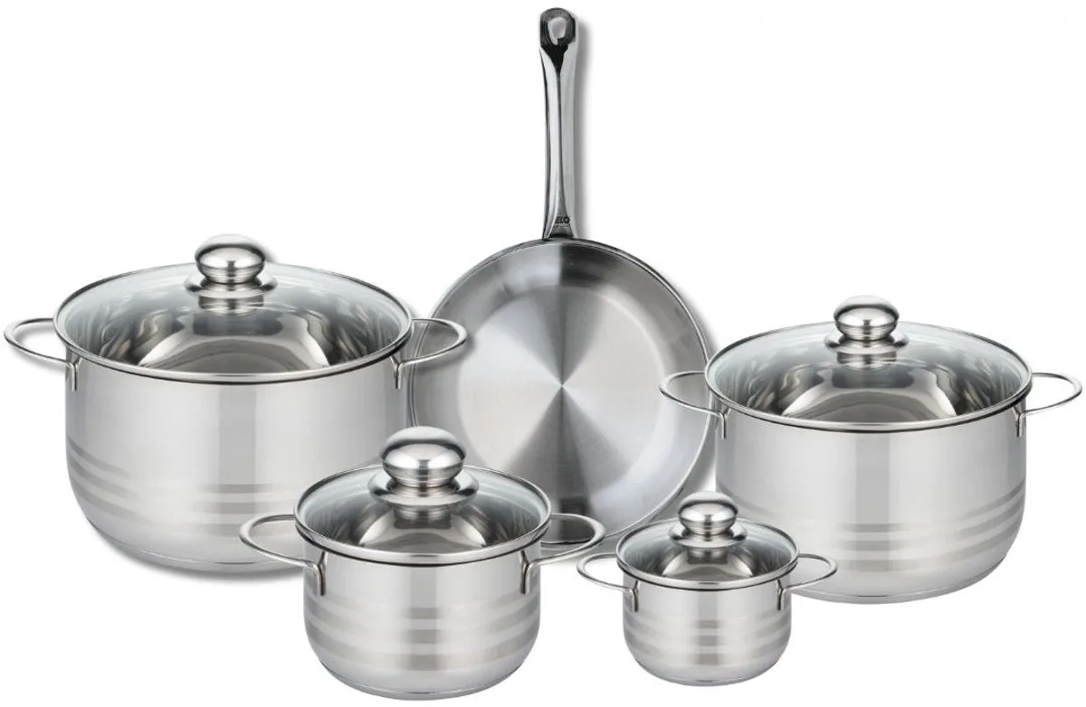 Set van 1 Koekenpan 24 cm en 4 kookpotten 12, 16, 20 en 24 cm Elo Profi Brillant fra Fackelmann i Grå – produktbillede