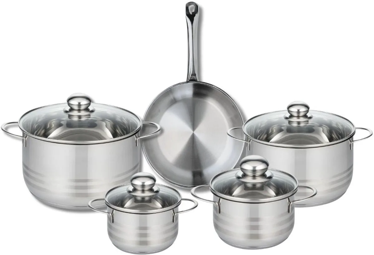 Set van 1 Koekenpan 24 cm en 4 kookpotten 14, 16, 20 en 24 cm Elo Profi Brillant van Fackelmann in Grijs – productfoto