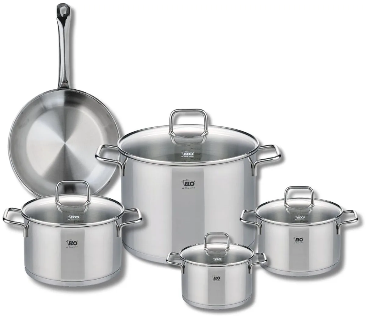 Set van 1 Koekenpan 24 cm en 4 kookpotten 14, 16, 20 en 26 cm Elo Profi Citrin de Fackelmann en Gris – photo produit