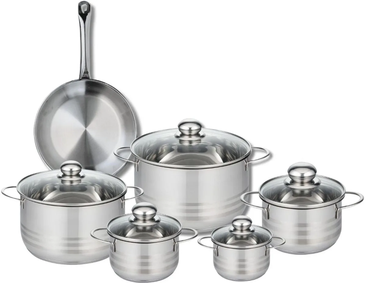 Set van 1 Koekenpan 24 cm en 5 kookpotten 12, 14, 16, 20 en 24 cm Elo Profi Brillant fra Fackelmann i Grå – produktbillede