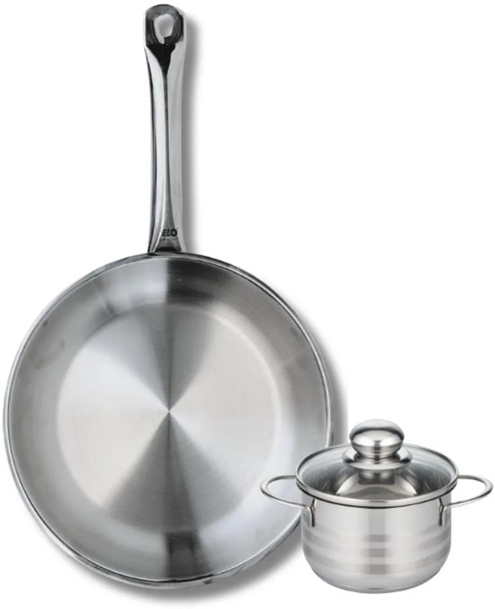 Set van 1 Koekenpan 28 cm en 1 braadpan 12 cm Elo Profi Brillant by Fackelmann in Roestvrij staal – product photo