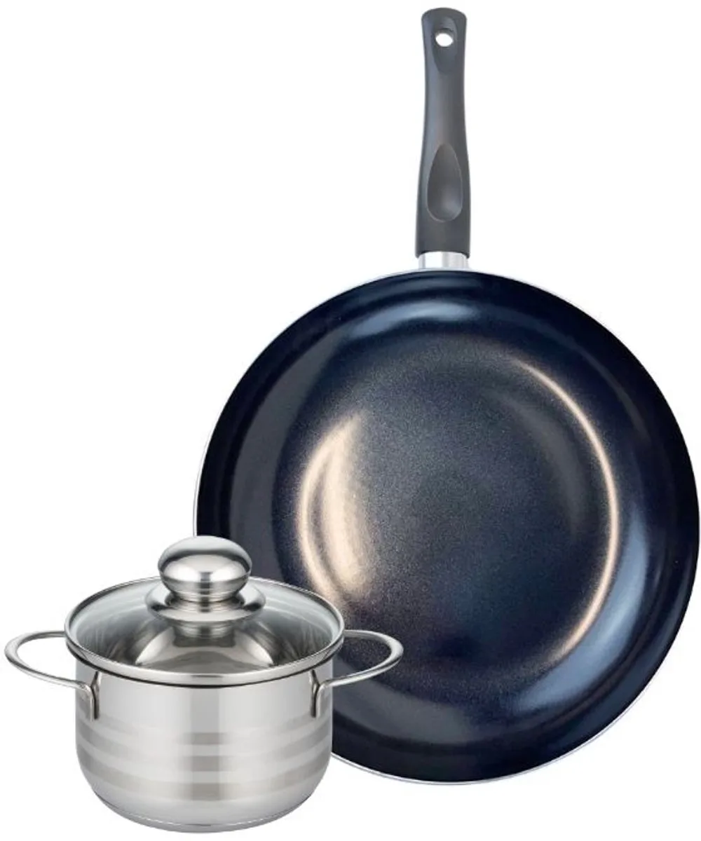 Set van 1 Koekenpan 28 cm en 1 braadpan 14 cm Elo Prima Glanzend by Fackelmann in Black – product photo