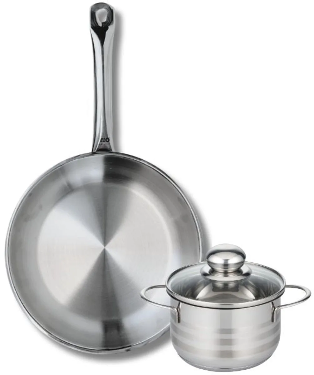 Set van 1 Koekenpan 28 cm en 1 braadpan 14 cm Elo Profi Brillant van Fackelmann in Roestvrij staal – productfoto