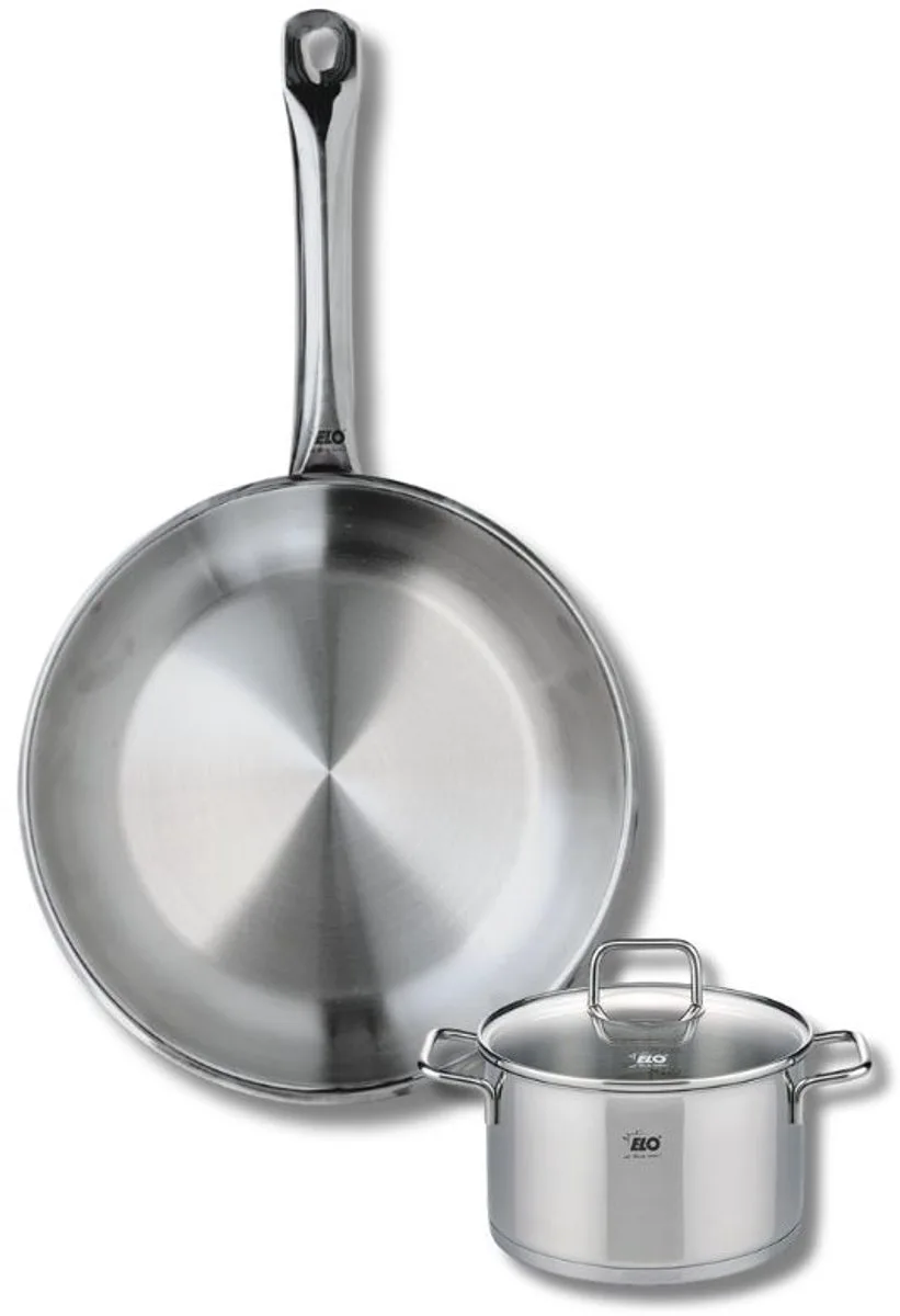 Set van 1 Koekenpan 28 cm en 1 braadpan 14 cm Elo Profi Citrin by Fackelmann in Roestvrij staal – product photo