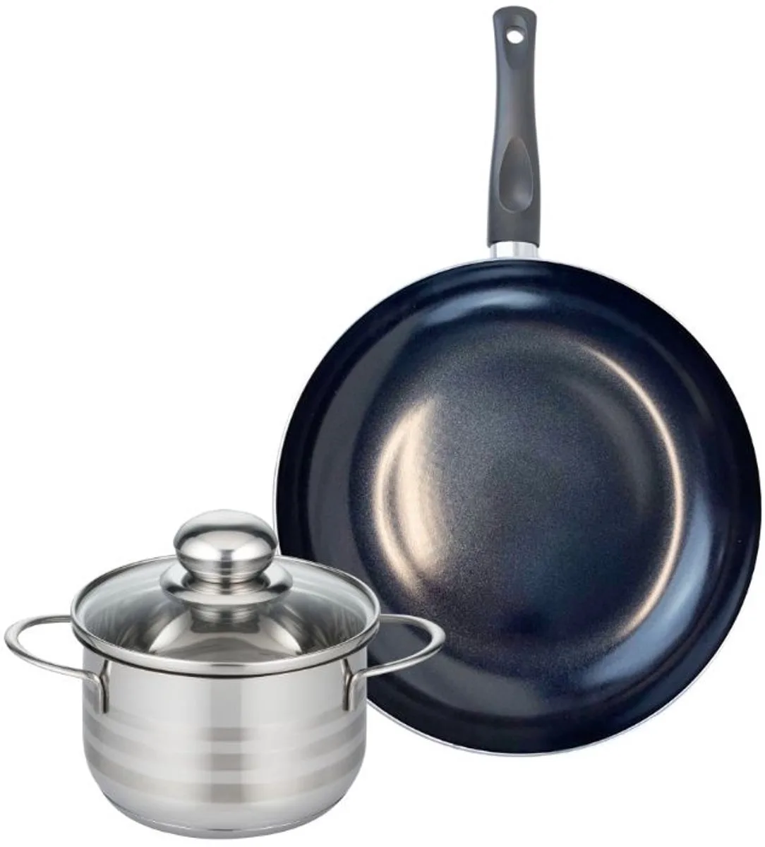 Set van 1 Koekenpan 28 cm en 1 braadpan 16 cm Elo Prima Glanzend van Fackelmann in Zwart – productfoto