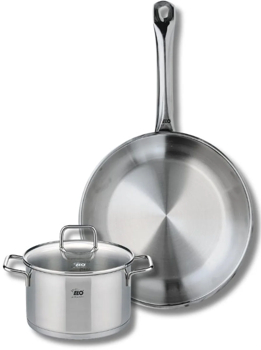 Set van 1 Koekenpan 28 cm en 1 braadpan 16 cm Elo Profi Citrin från Fackelmann i Roestvrij staal – produktbild