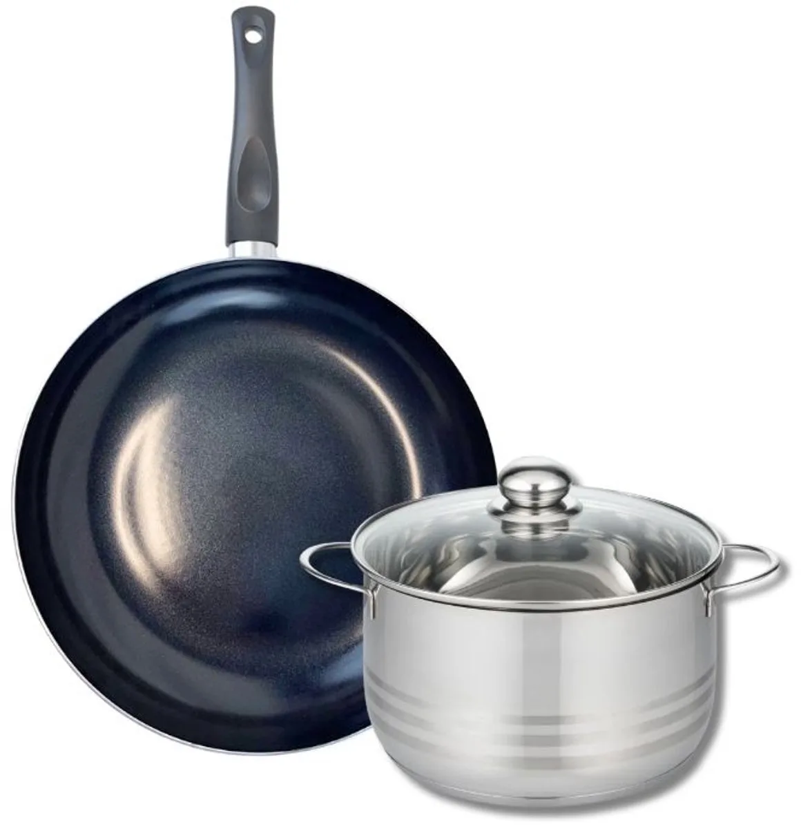 Set van 1 Koekenpan 28 cm en 1 braadpan 20 cm Elo Prima Glanzend by Fackelmann in Black – product photo