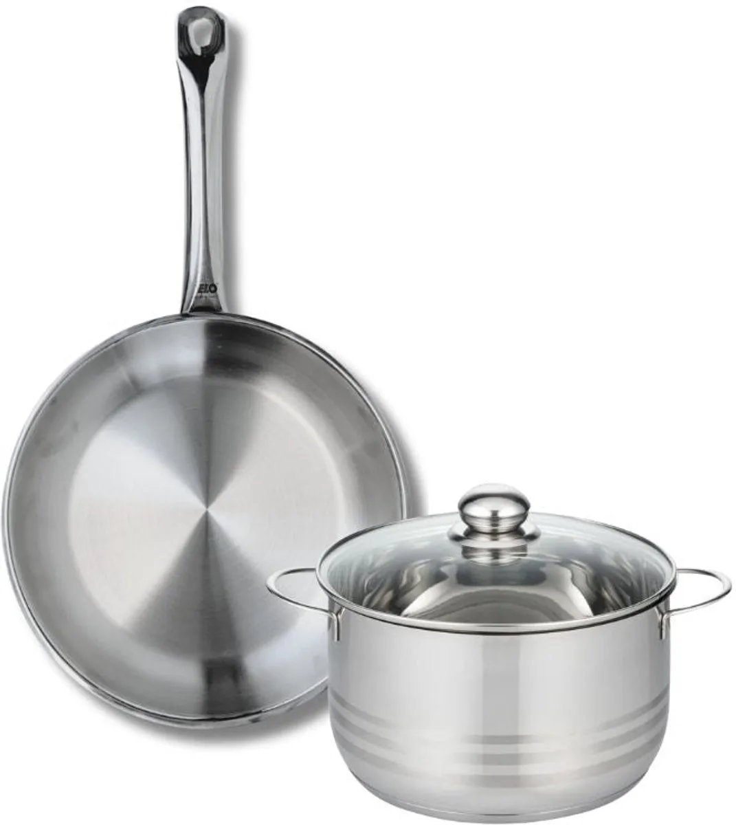 Set van 1 Koekenpan 28 cm en 1 braadpan 20 cm Elo Profi Brillant van Fackelmann in Roestvrij staal – productfoto