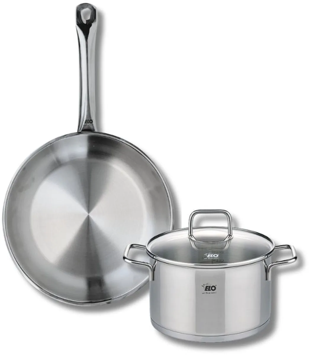 Set van 1 Koekenpan 28 cm en 1 braadpan 20 cm Elo Profi Citrin de Fackelmann en Roestvrij staal – photo produit