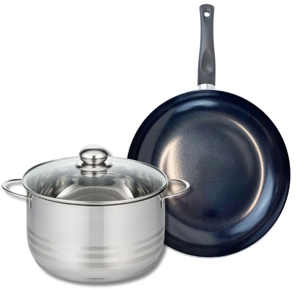 Set van 1 Koekenpan 28 cm en 1 braadpan 24 cm Elo Prima Glanzend van Fackelmann in Zwart – productfoto