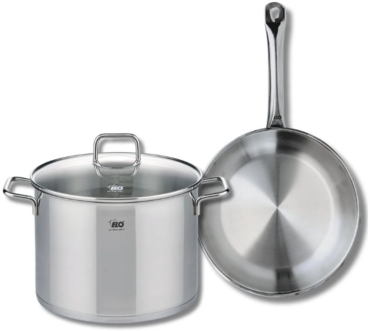 Set van 1 Koekenpan 28 cm en 1 braadpan 26 cm Elo Profi Citrin by Fackelmann in Roestvrij staal – product photo