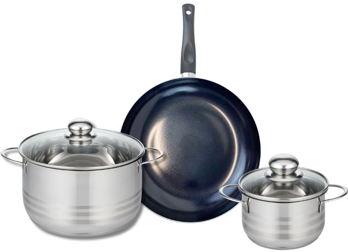 Set van 1 Koekenpan 28 cm en 2 kookpannen 16 en 24 cm Elo Prima Brillant van Fackelmann in Zwart – productfoto