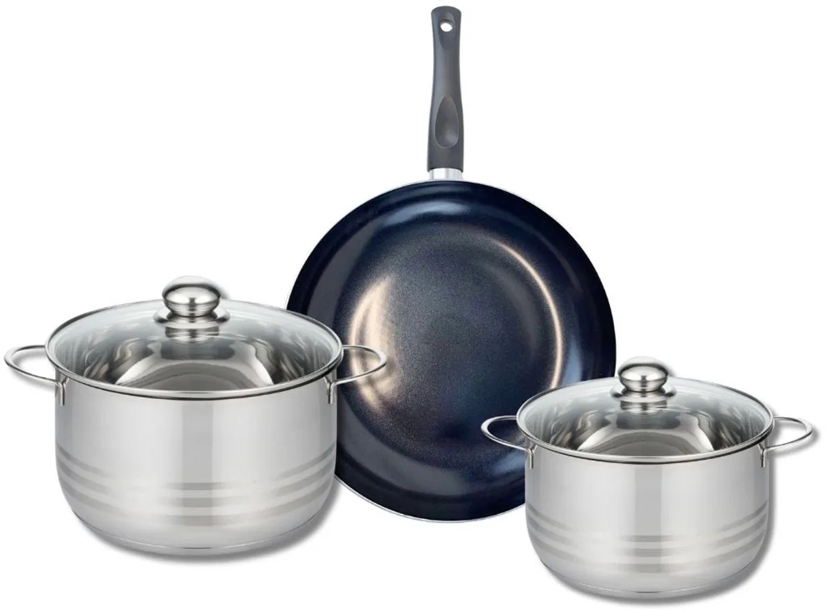 Set van 1 Koekenpan 28 cm en 2 kookpannen 20 en 24 cm Elo Prima Brillant by Fackelmann in Black – product photo