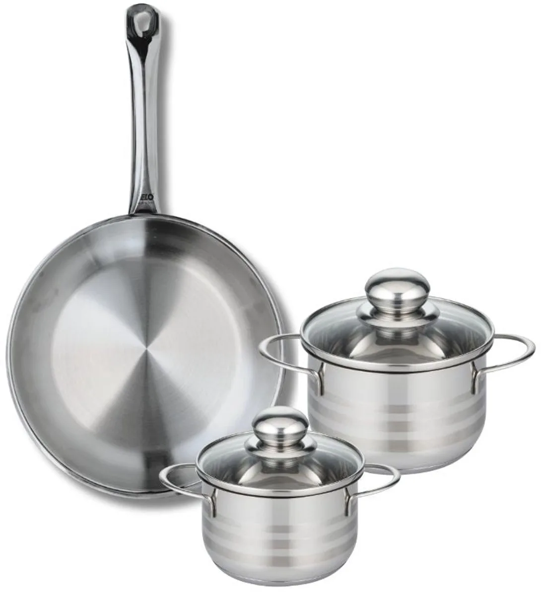 Set van 1 Koekenpan 28 cm en 2 kookpotten 14 en 16 cm Elo Profi Brillant från Fackelmann i Roestvrij staal – produktbild