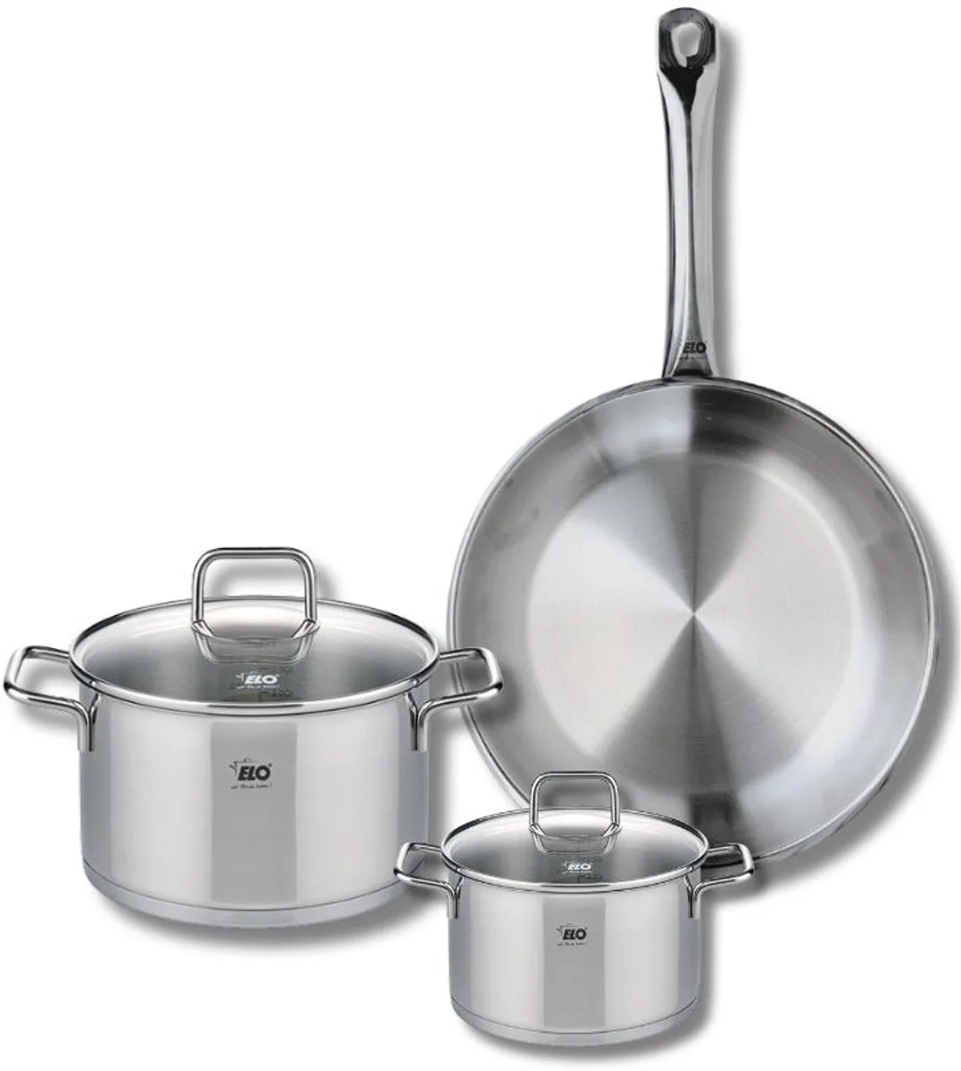 Set van 1 Koekenpan 28 cm en 2 kookpotten 14 en 20 cm Elo Profi Citrin by Fackelmann in Roestvrij staal – product photo