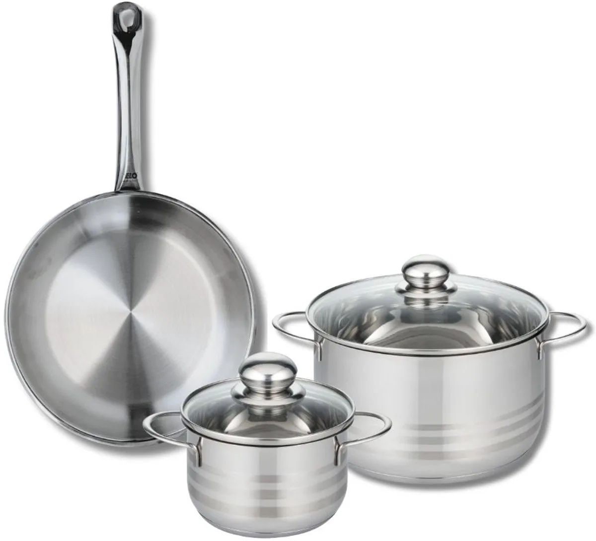 Set van 1 Koekenpan 28 cm en 2 kookpotten 16 en 24 cm Elo Profi Brillant de Fackelmann en Roestvrij staal – photo produit