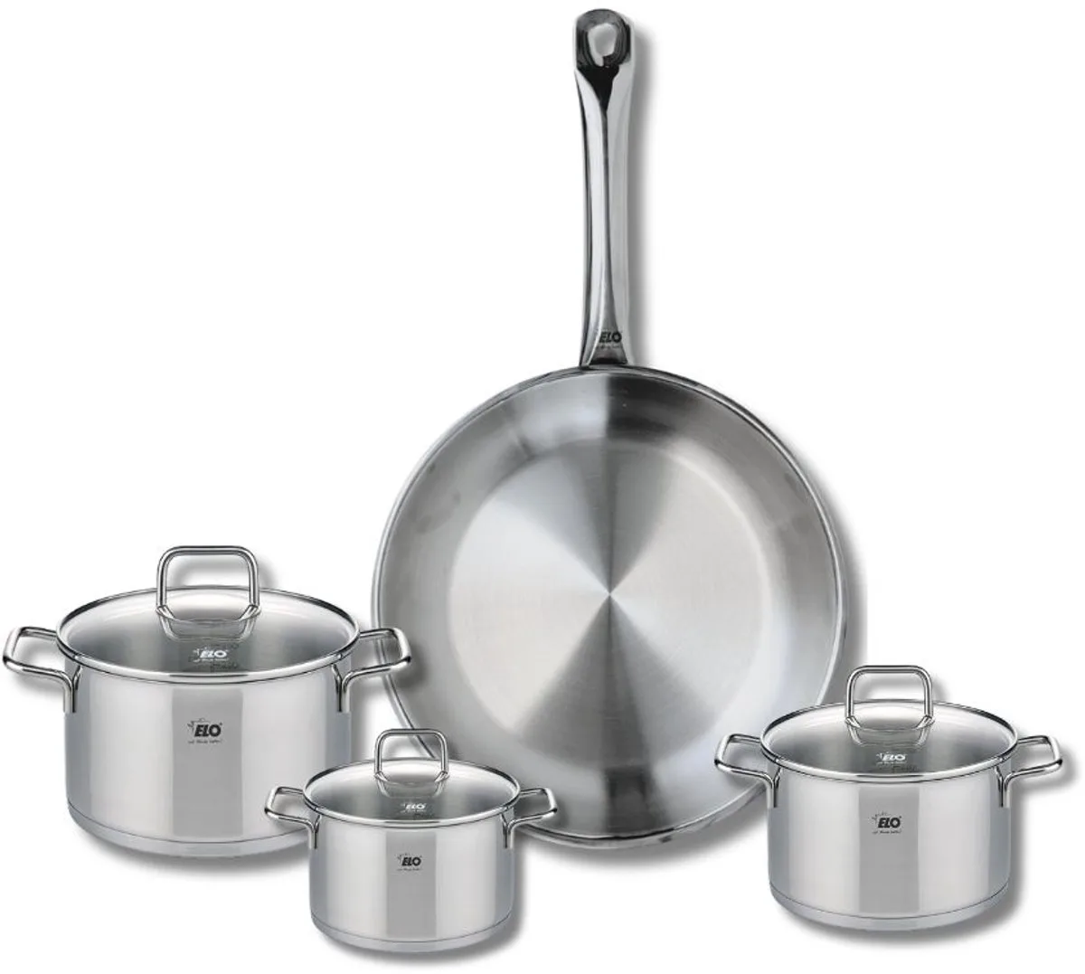 Set van 1 Koekenpan 28 cm en 3 kookpotten 12, 14 en 16 cm Elo Profi Citrin från Fackelmann i Roestvrij staal – produktbild