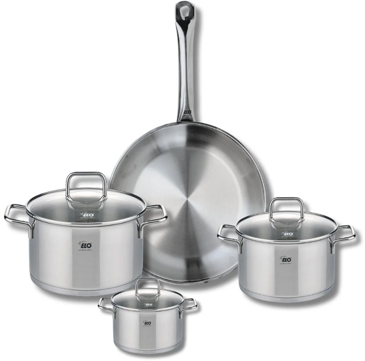 Set van 1 Koekenpan 28 cm en 3 kookpotten 12, 16 en 20 cm Elo Profi Citrin by Fackelmann in Roestvrij staal – product photo