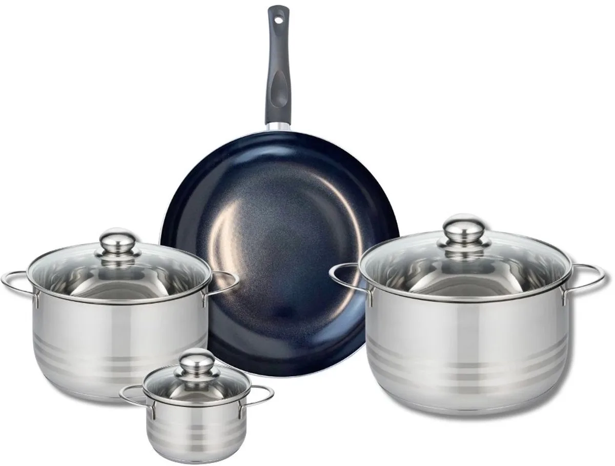 Set van 1 Koekenpan 28 cm en 3 kookpotten 12, 20 en 24 cm Elo Prima Brillant de Fackelmann en Noir – photo produit