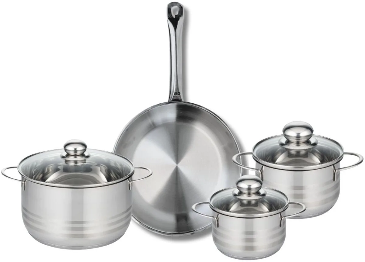 Set van 1 Koekenpan 28 cm en 3 kookpotten 14, 16 en 20 cm Elo Profi Brillant från Fackelmann i Roestvrij staal – produktbild